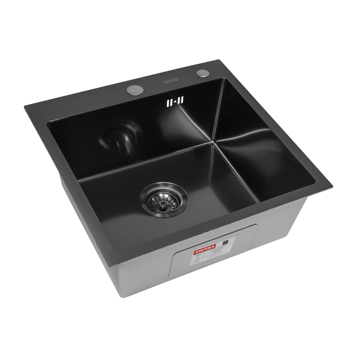 мойка кухонная arfeka eco ar 500x500 black pvd nano decor millet grains, черный