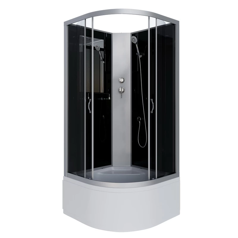 душевая кабина niagara ng-2509-14bk 100x100 без крыши, стекла тонированные, профиль серебро