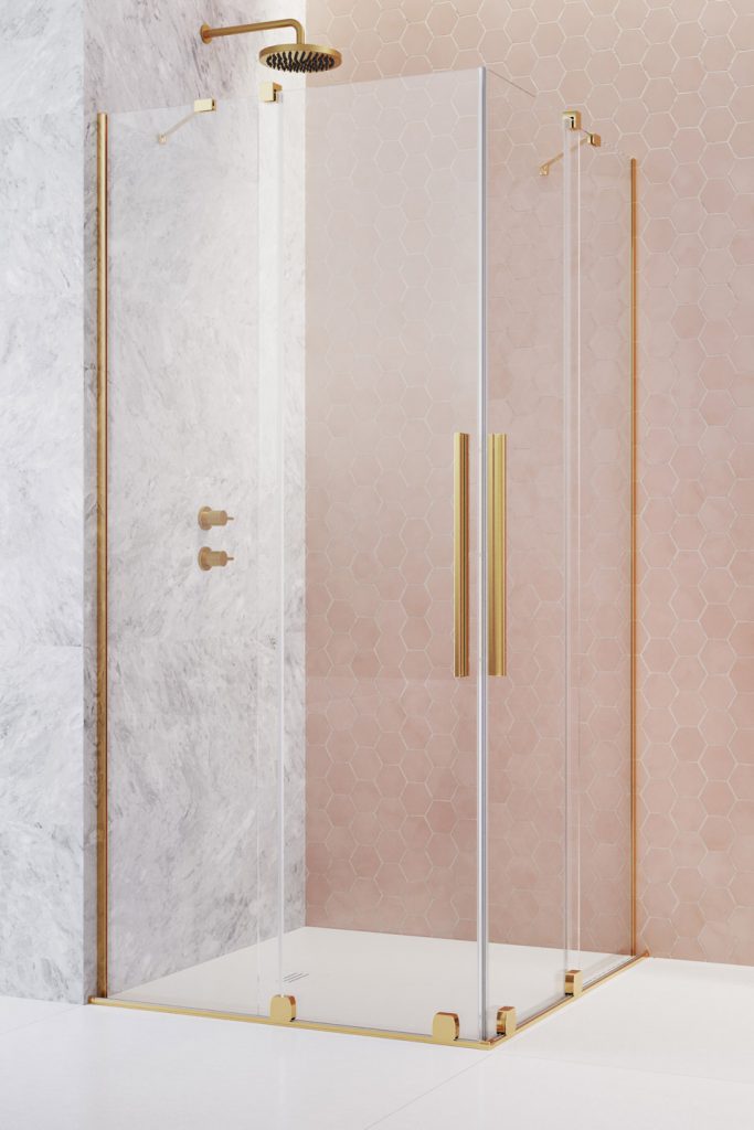 душевой уголок radaway furo gold kdd 80 80x80 стекло прозрачное, профиль золото