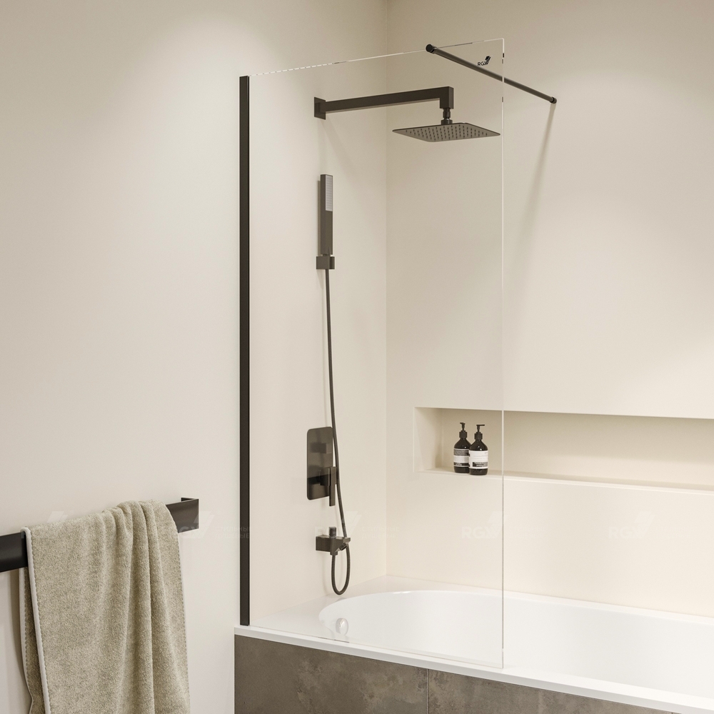 душевая шторка rgw sc-051b 70x150 стекла прозрачные, профиль черный