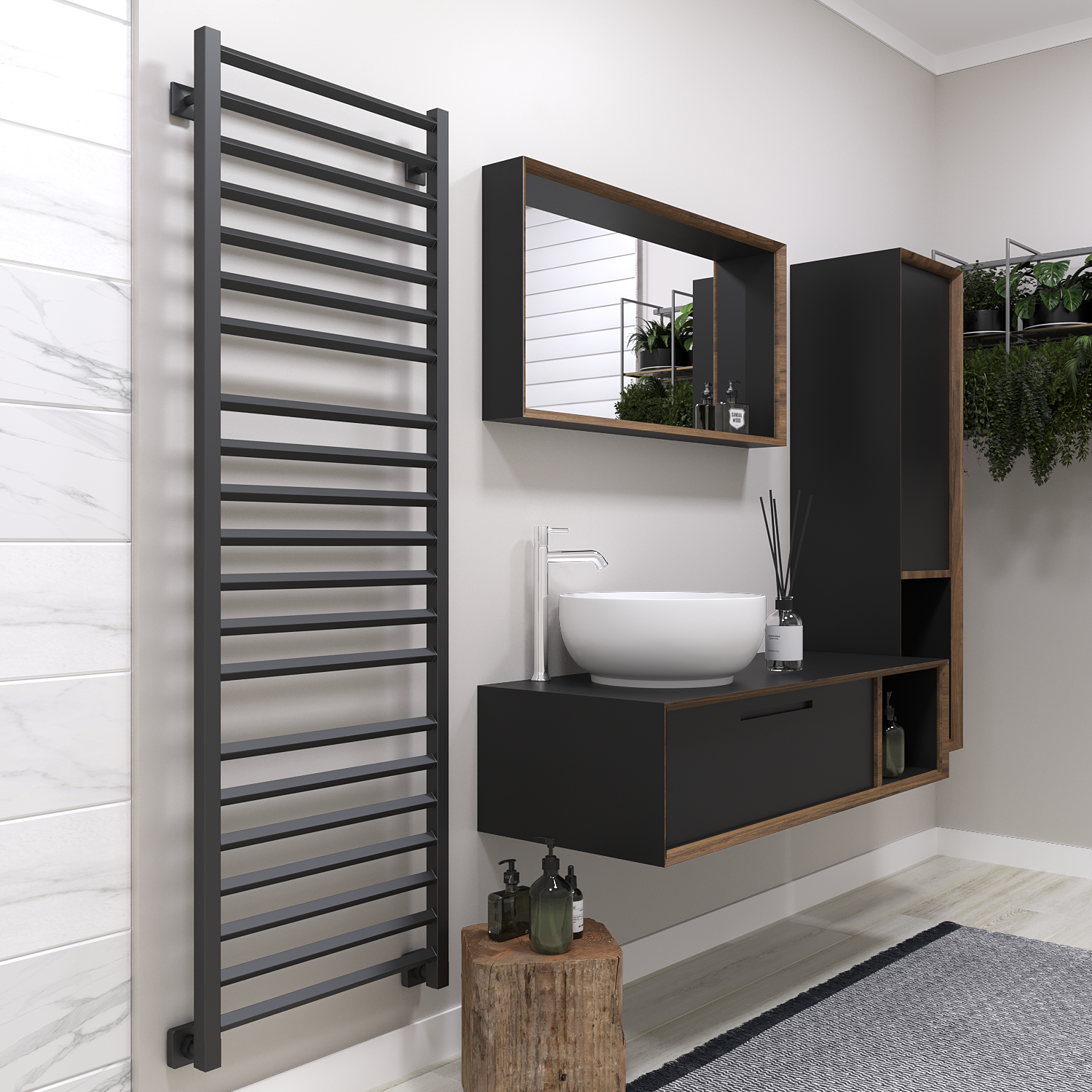 полотенцесушитель водяной stinox sorento luxe 50x160 черный матовый