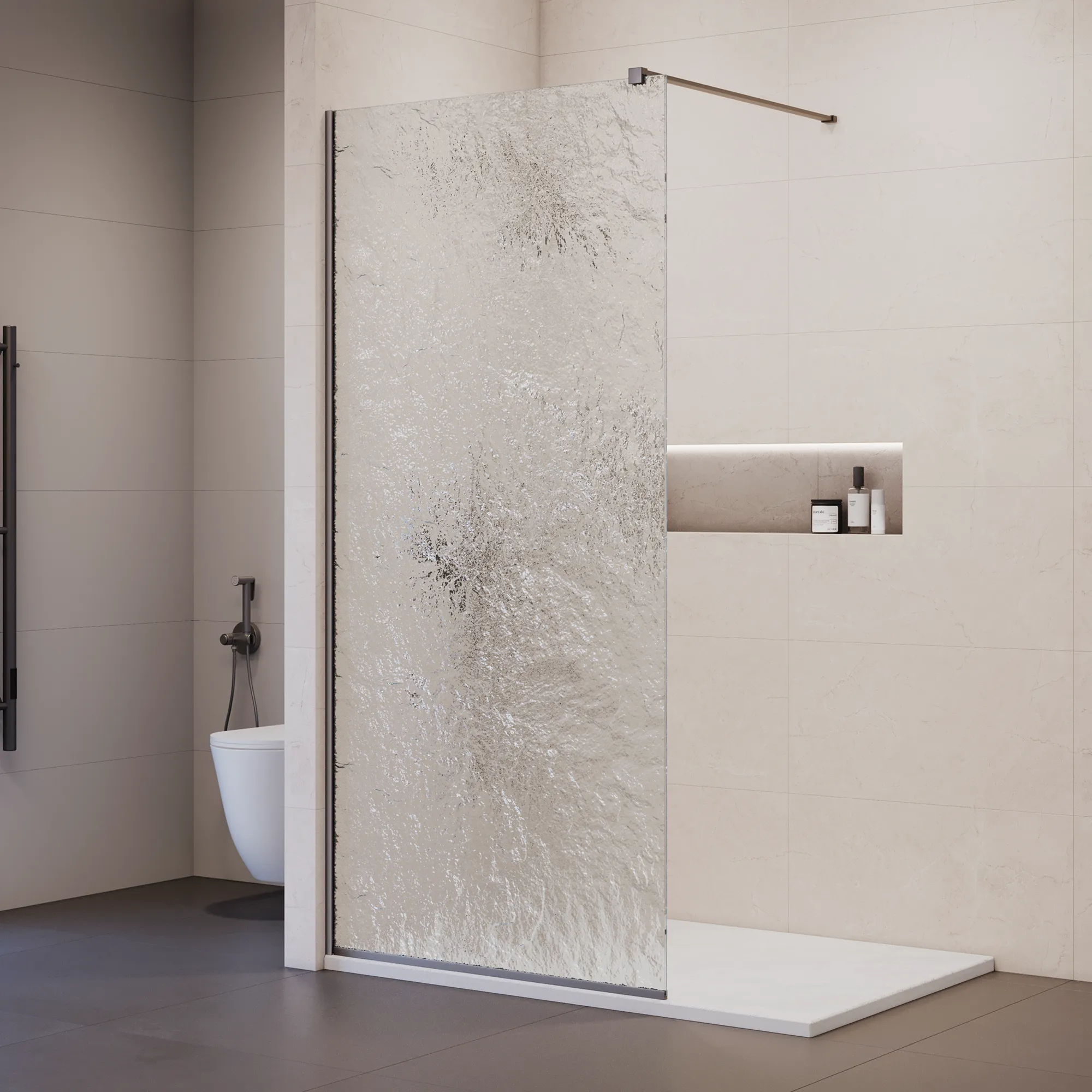 душевой уголок rgw walk in wa-55-gr 90x210 стекло лед / профиль серый