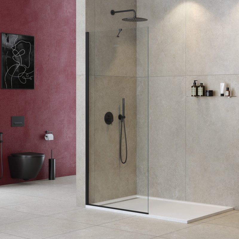 душевой уголок cezares liberta-l-1-tb-105-c-nero 105x195 стекла прозрачные, профиль черный
