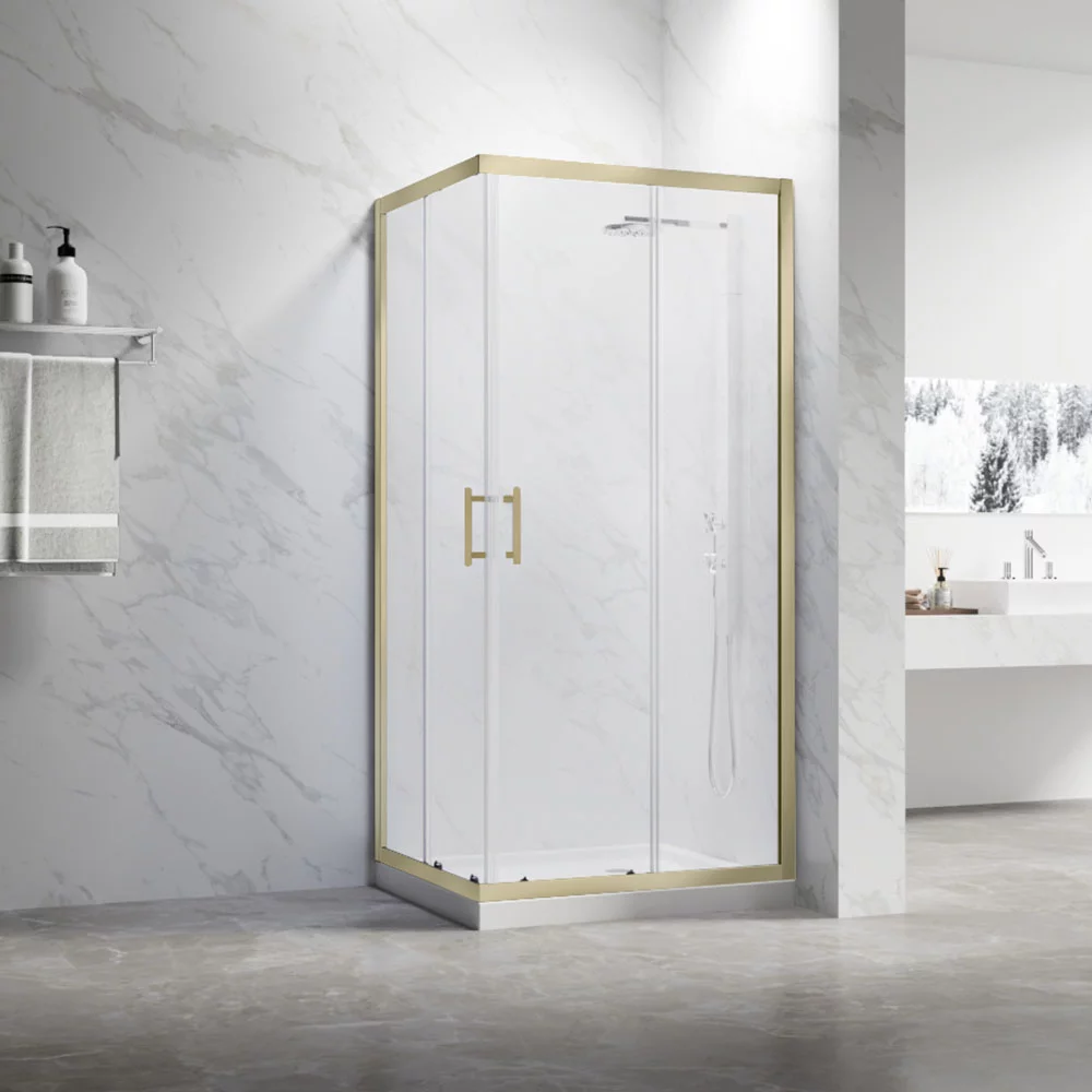 душевой уголок veconi rovigo rv-27g 110x90 прозрачные стекла / профиль брашированное золото