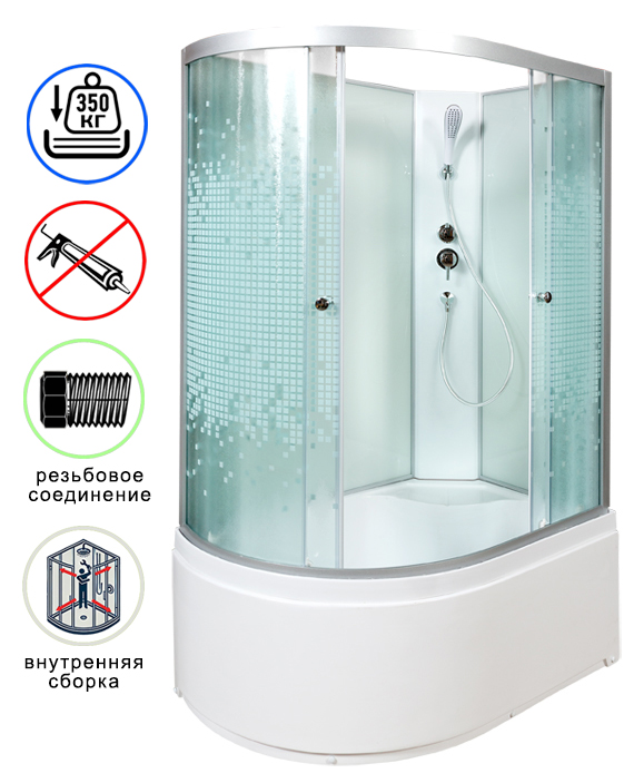 душевая кабина avacan l920rngm ava 120x80 без крыши с гидромассажем (стекла матовые с рисунком) правая