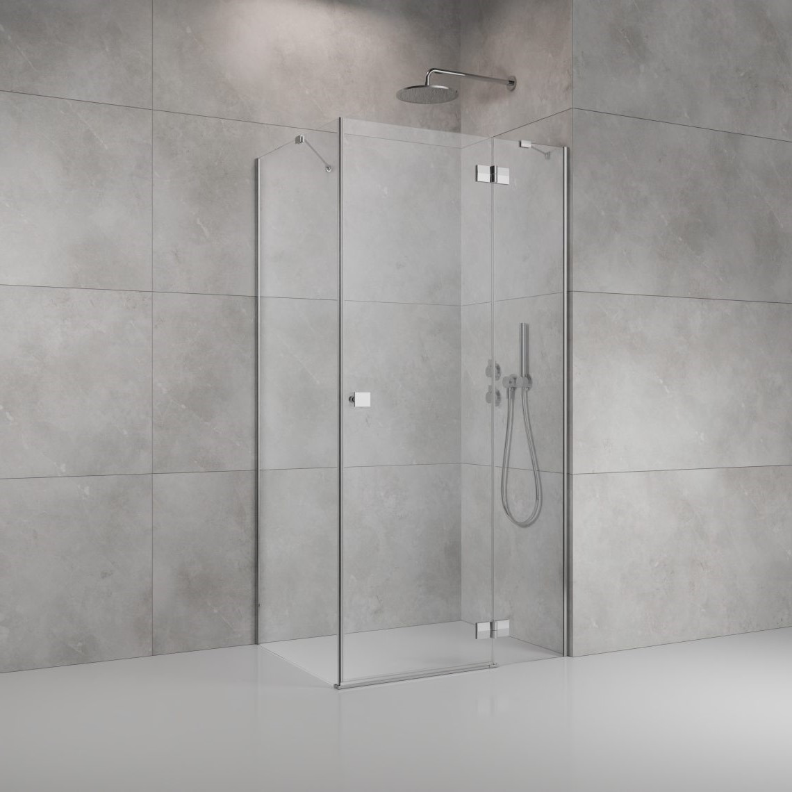душевой уголок radaway almatea se kdj 100x90 правый, стекла прозрачные, профиль черный