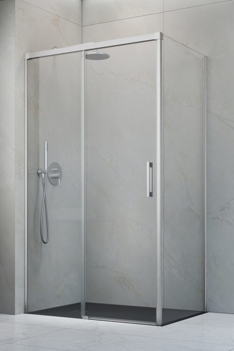 душевой уголок radaway idea brushed nickel kdj 130x110 левый, стекла прозрачные, профиль браширвоанный никель