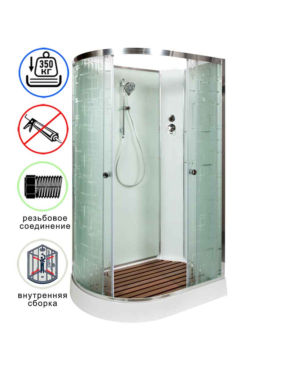 душевая кабина avacan em1511rn ava 110x80 без крыши, правая, стекла с узором, профиль хром