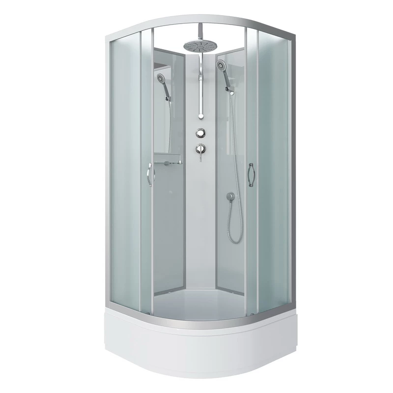 душевая кабина niagara classic ng-3302-14bkt 100x100 без крыши, стекла матовые, профиль серебро