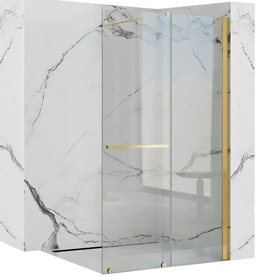 душевой уголок rea cortis gold 100x199,5 стекла прозрачные, профиль золото