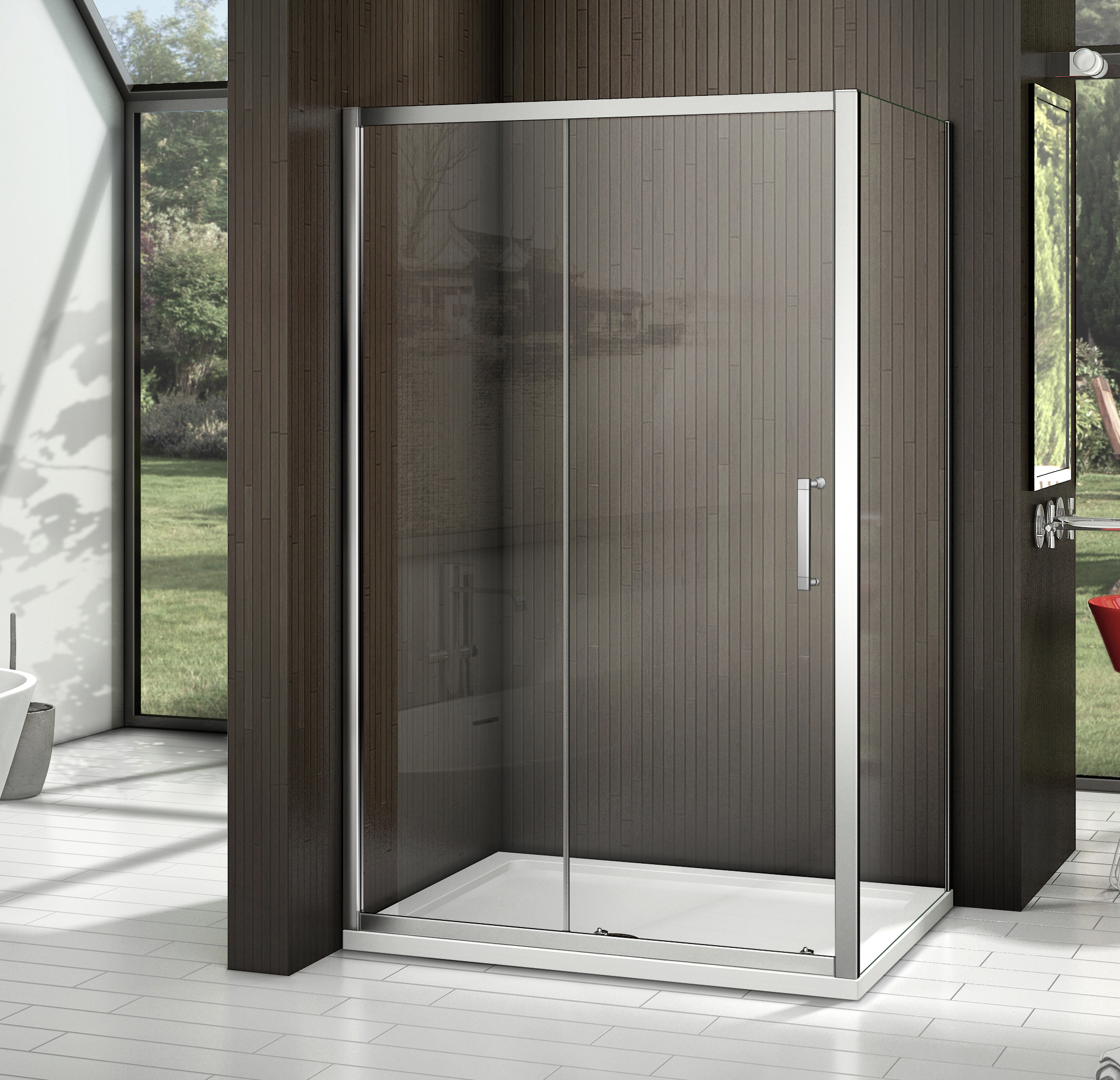 душевой уголок gooddoor latte wtw+sp 130x100 прозрачное стекло / серебристый профиль