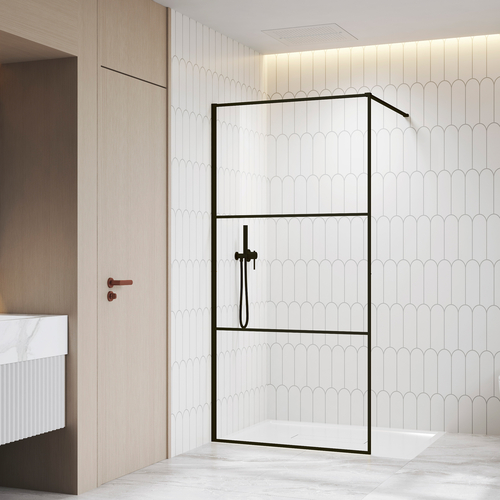 душевой уголок rgw walk-in wa-09-b 100x200 стекла прозрачные, профиль черный