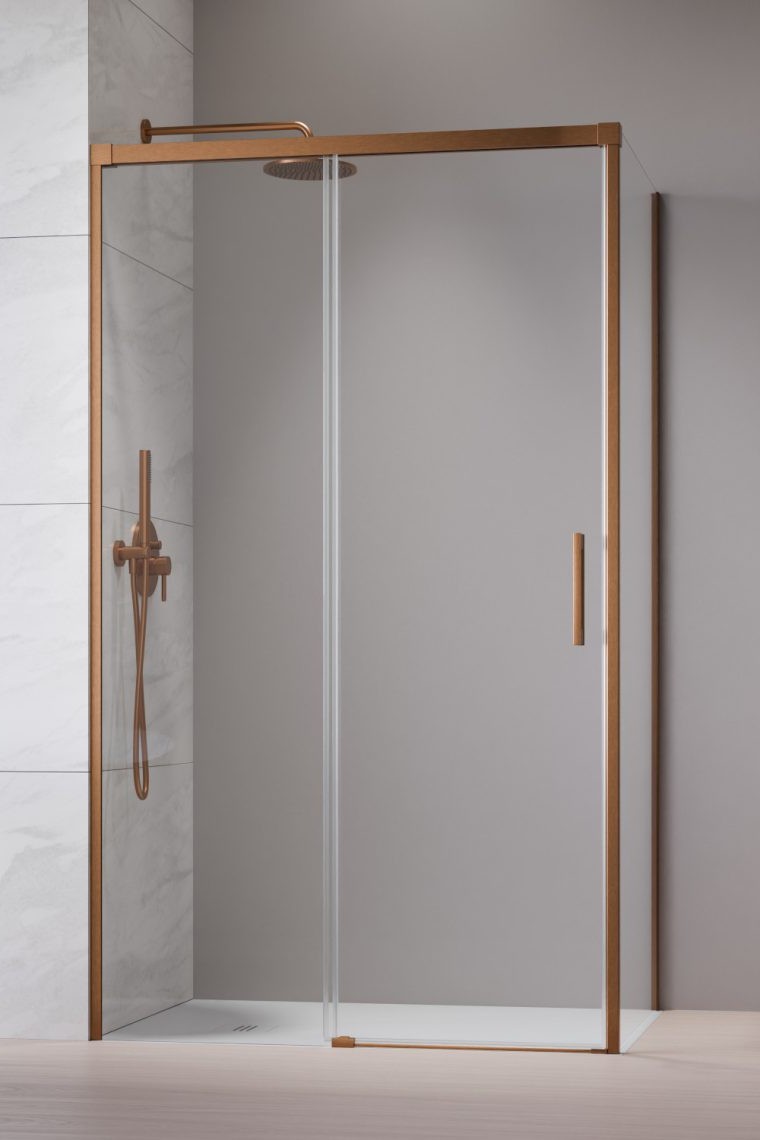 душевой уголок radaway idea 6 brushed copper kdj 110x100 левый, стекла прозрачные, профиль брашированная медь