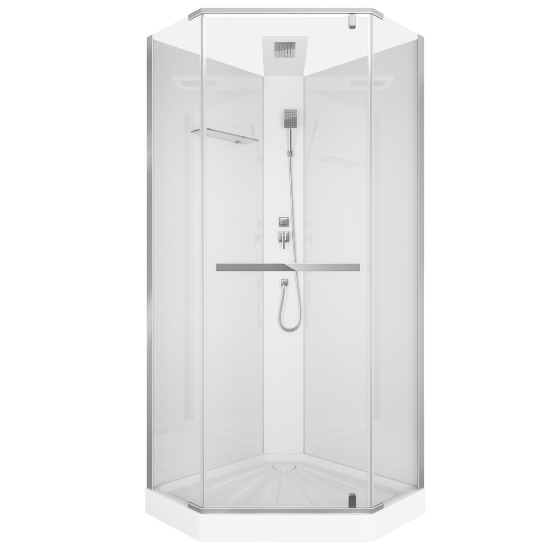 душевая кабина ceruttispa chika 901t 90x90 без крыши, стекла прозрачные, профиль хром