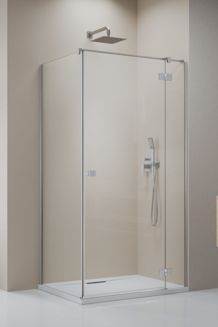 душевой уголок radaway essenza 8 brushed nickel kdj 120x75 правый, стекла прозрачные, профиль брашированный никель