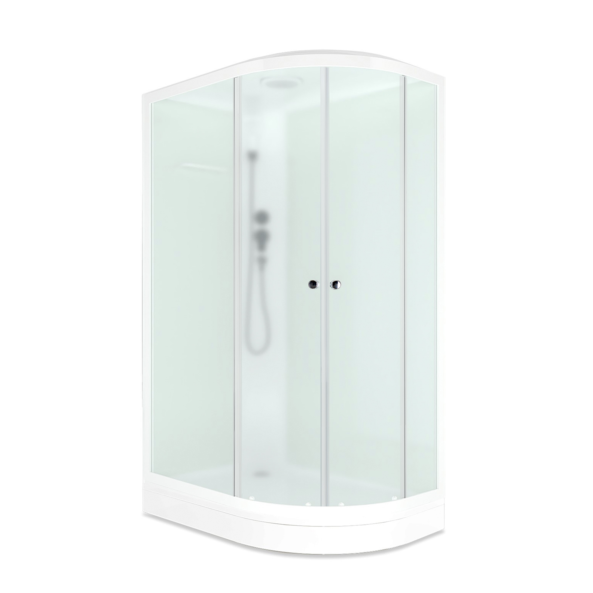 душевая кабина domani-spa delight slim 128 120x80 сатин матированное стекло / белые стенки с крышей (левая)