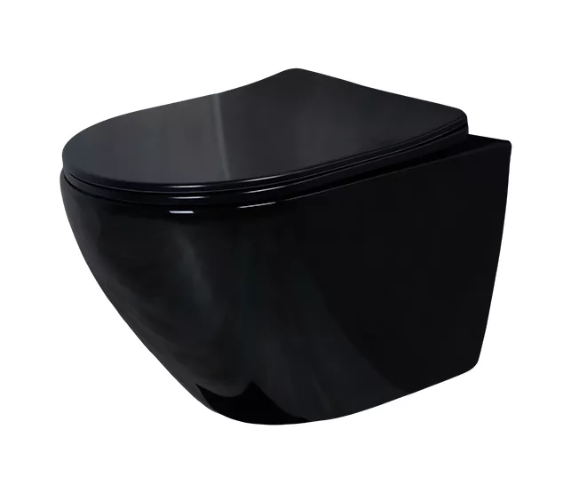 унитаз подвесной gid tr2198-18 36x49 черный глянец с сиденьем softclose