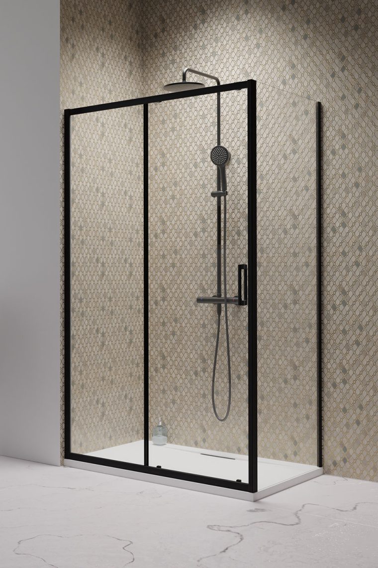 душевой уголок radaway premium pro black kdj l 150x100 стекла прозрачные, профиль черный