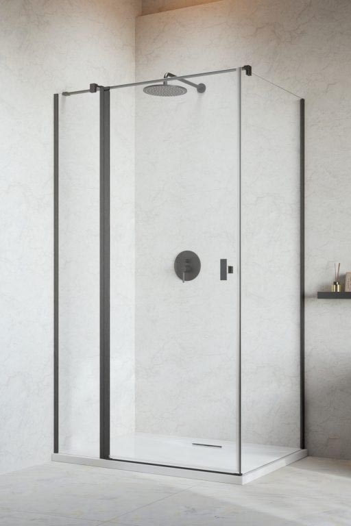 душевой уголок radaway nes brushed gunmetal kdj ii 90x70 левый, стекла прозрачные, профиль брашированная оружейная сталь
