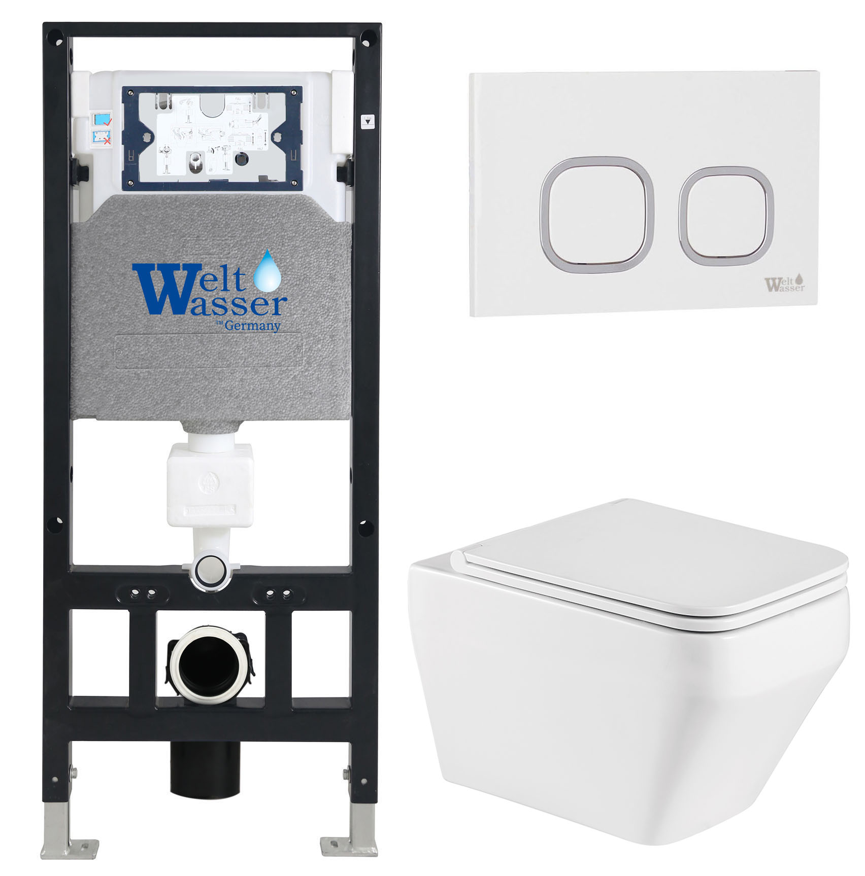 комплект welt-wasser amberg 506 + hofbach 041 gl-wt + amberg rd-wt с белой клавишей