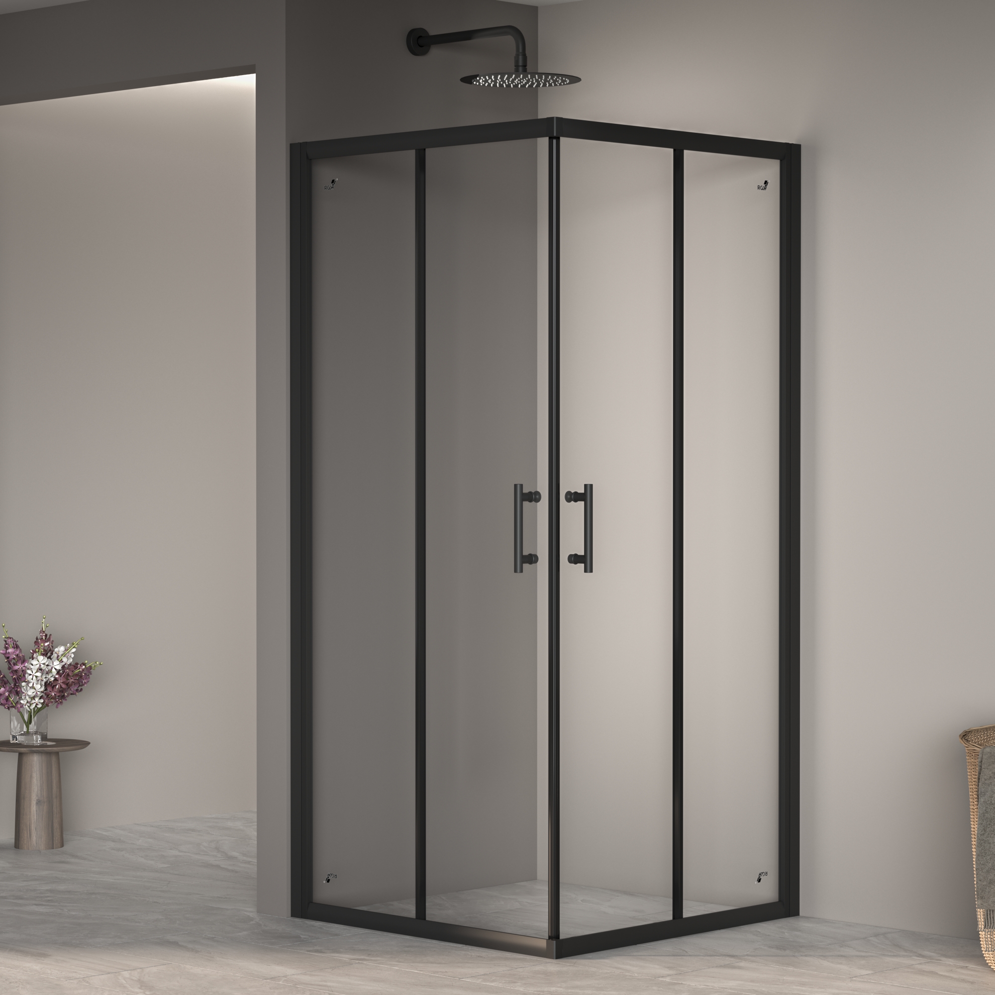 душевой уголок rgw passage pa-31-b 02083100-14 100x100 стекла прозрачные, профиль черный