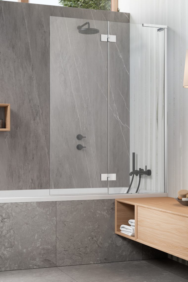 шторка на ванну radaway essenza 8 sl pnd ii 120x150 правая, стекла прозрачные, профиль хром