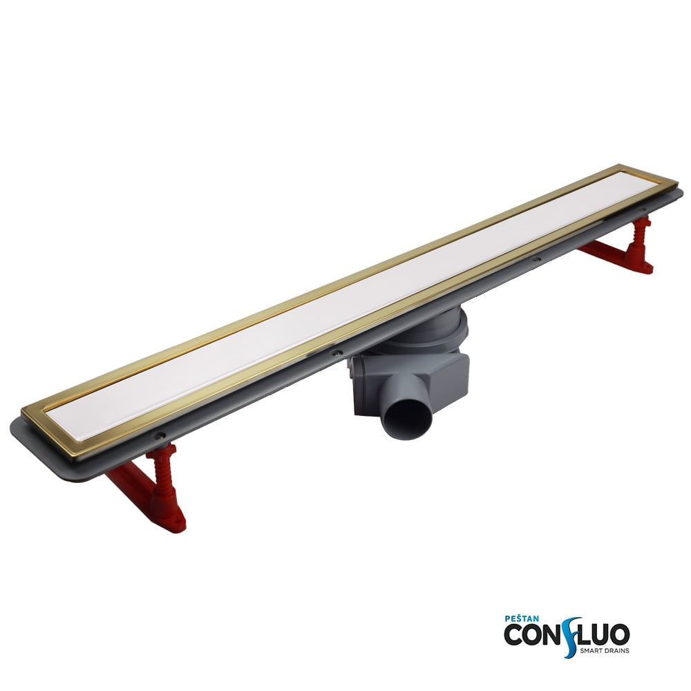душевой лоток pestan confluo premium line white glass gold 450 золото / белое стекло