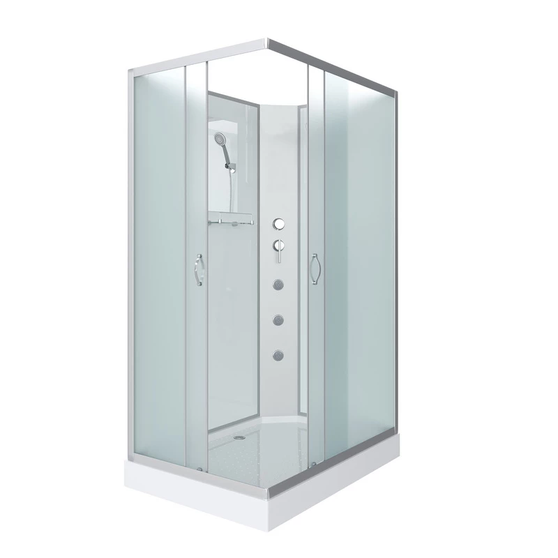 душевая кабина niagara classic ng-43975-14qbkg 90x70 без крыши, стекла матовые, профиль серебро