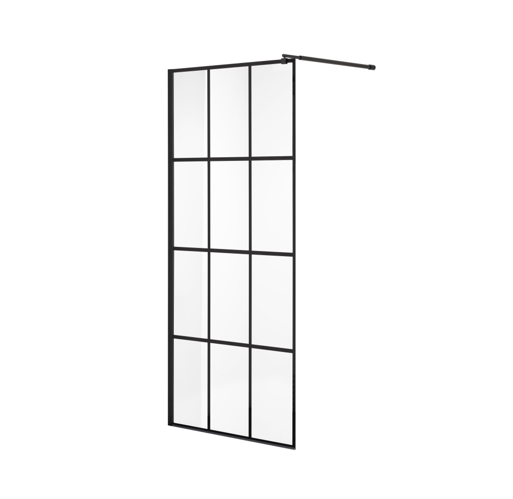 душевой уголок niagara nova ng-685-90 black 90x195 стекла прозрачные с принтом, профиль черный