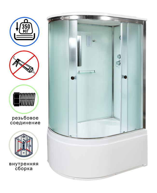 душевая кабина avacan d512srel ava 120x90 с электрикой, правая, стекла матовые, профиль хром