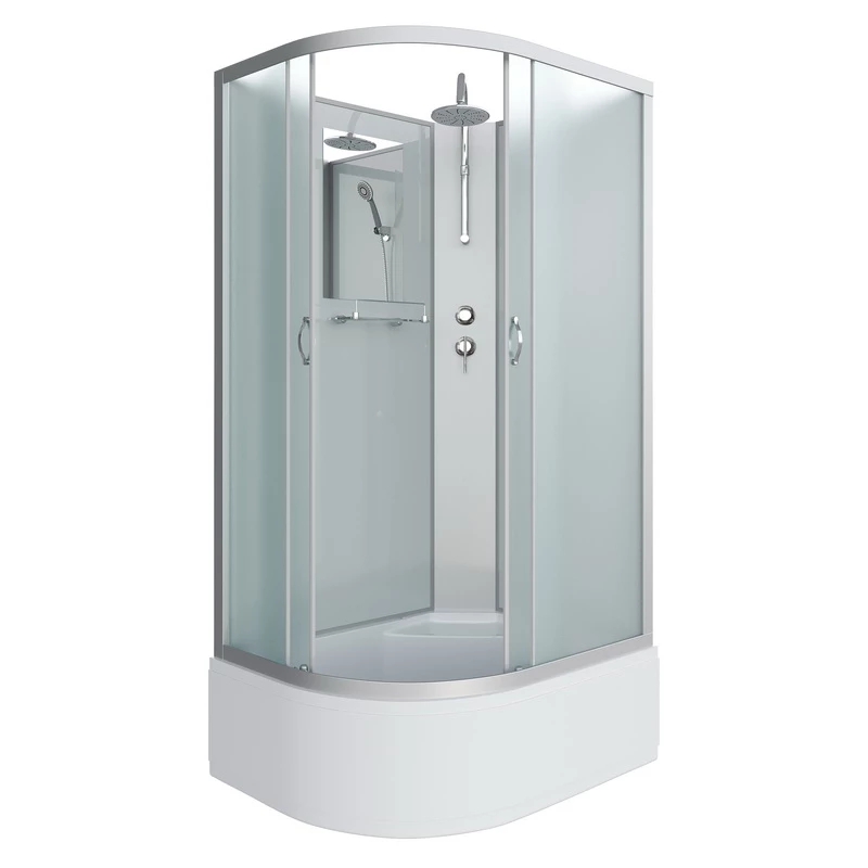 душевая кабина niagara ng-2310-14rbkt 120x80 правая, без крыши, стекла матовые, профиль серебро