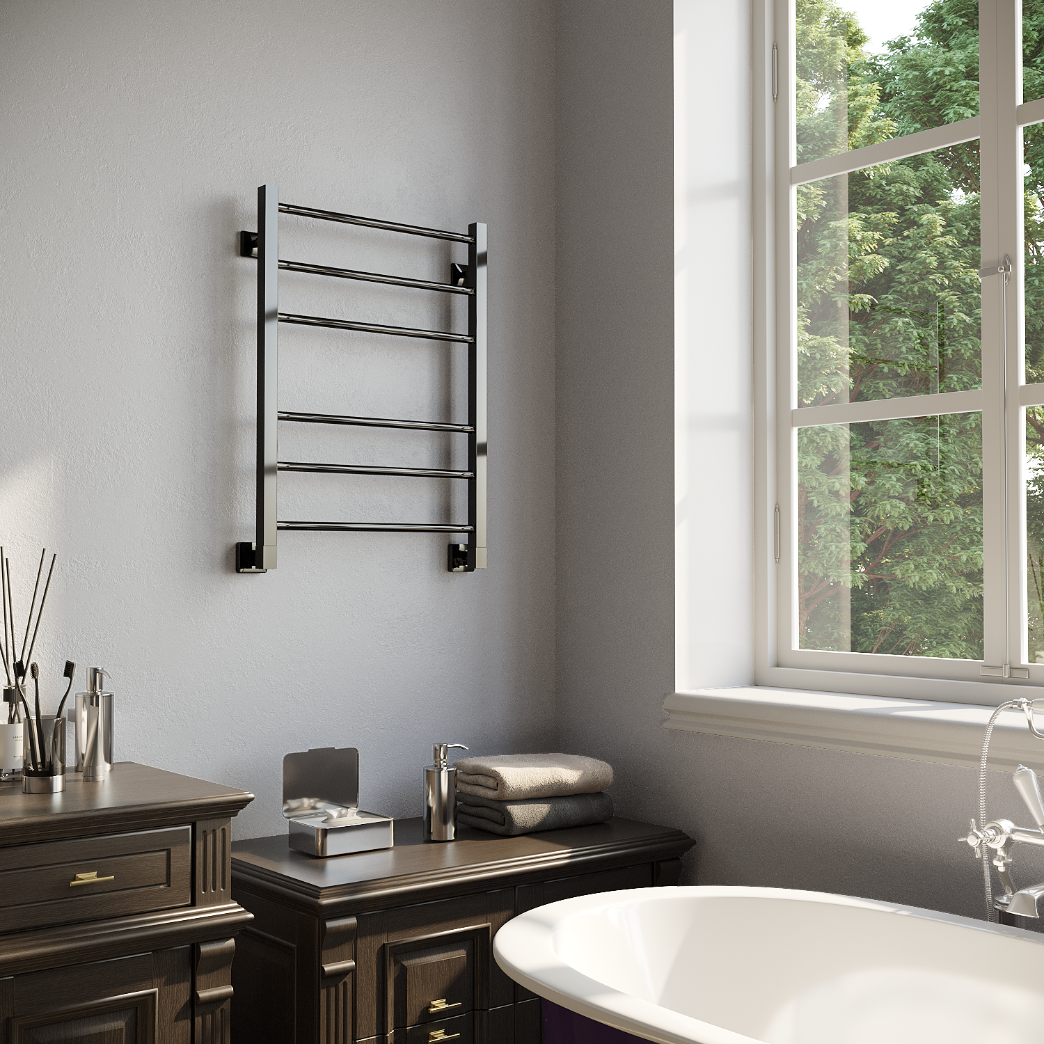 полотенцесушитель водяной stinox classic 50x70 черный глянец