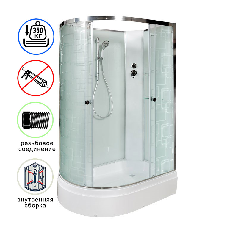 душевая кабина avacan em2712rn ava 120x80 без крыши, правая, стекла с узором, профиль хром