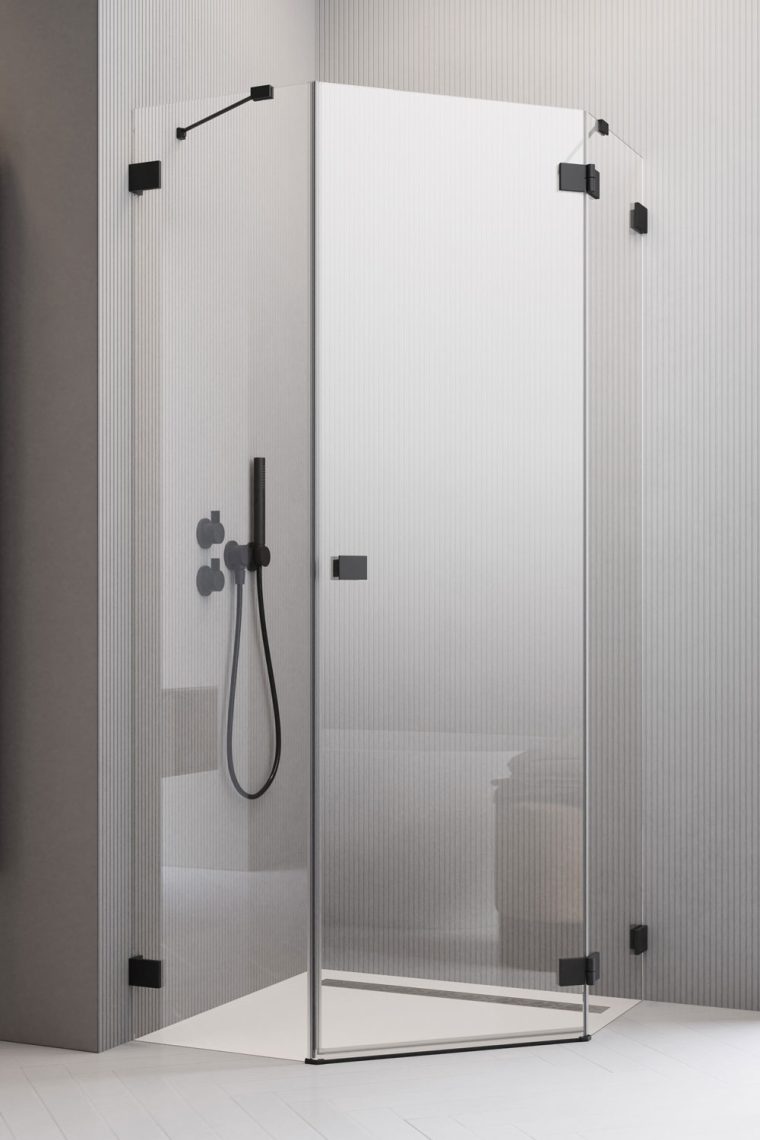душевой уголок radaway essenza pro 8 black ptj 100x90 правый, стекла прозрачные, профиль черный