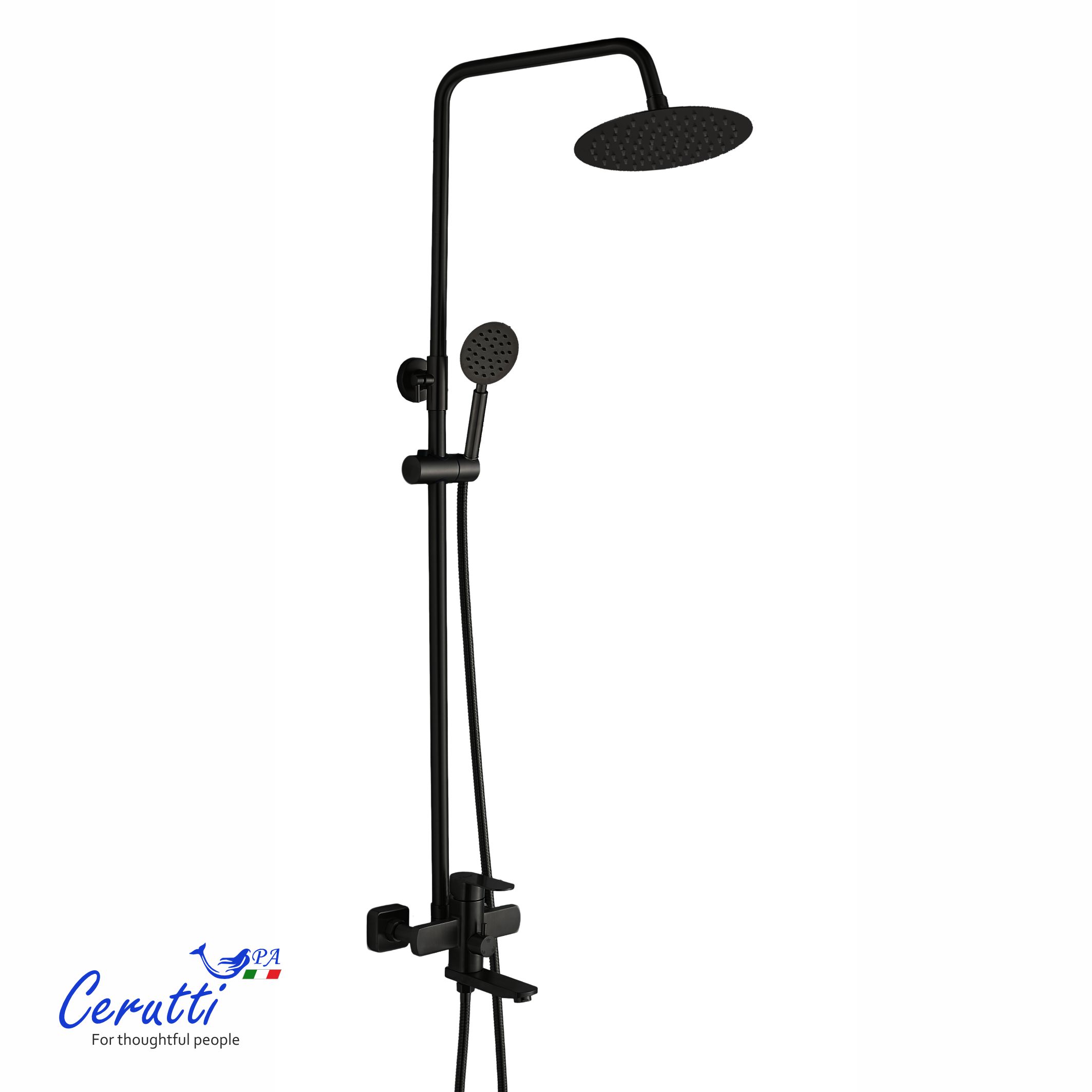 душевая стойка ceruttispa ovidio rsmb ct12078 черный матовый