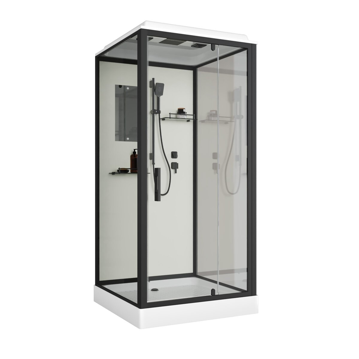 душевая кабина niagara standart st80/15q/bl 80x80 стекла прозрачные, профиль черный