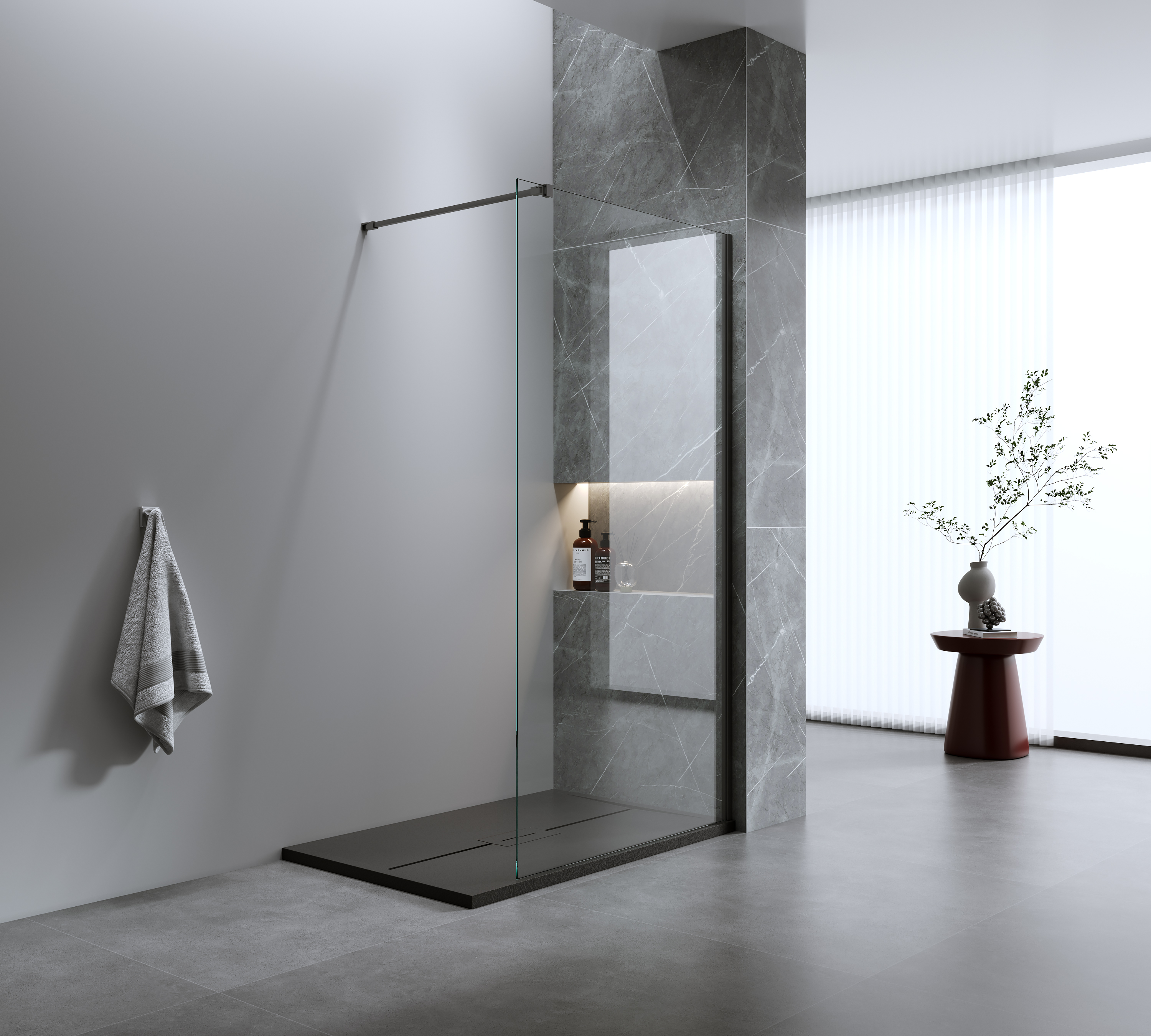 душевой уголок iva walk-in wib100c 100x200 прозрачное стекло / профиль черный