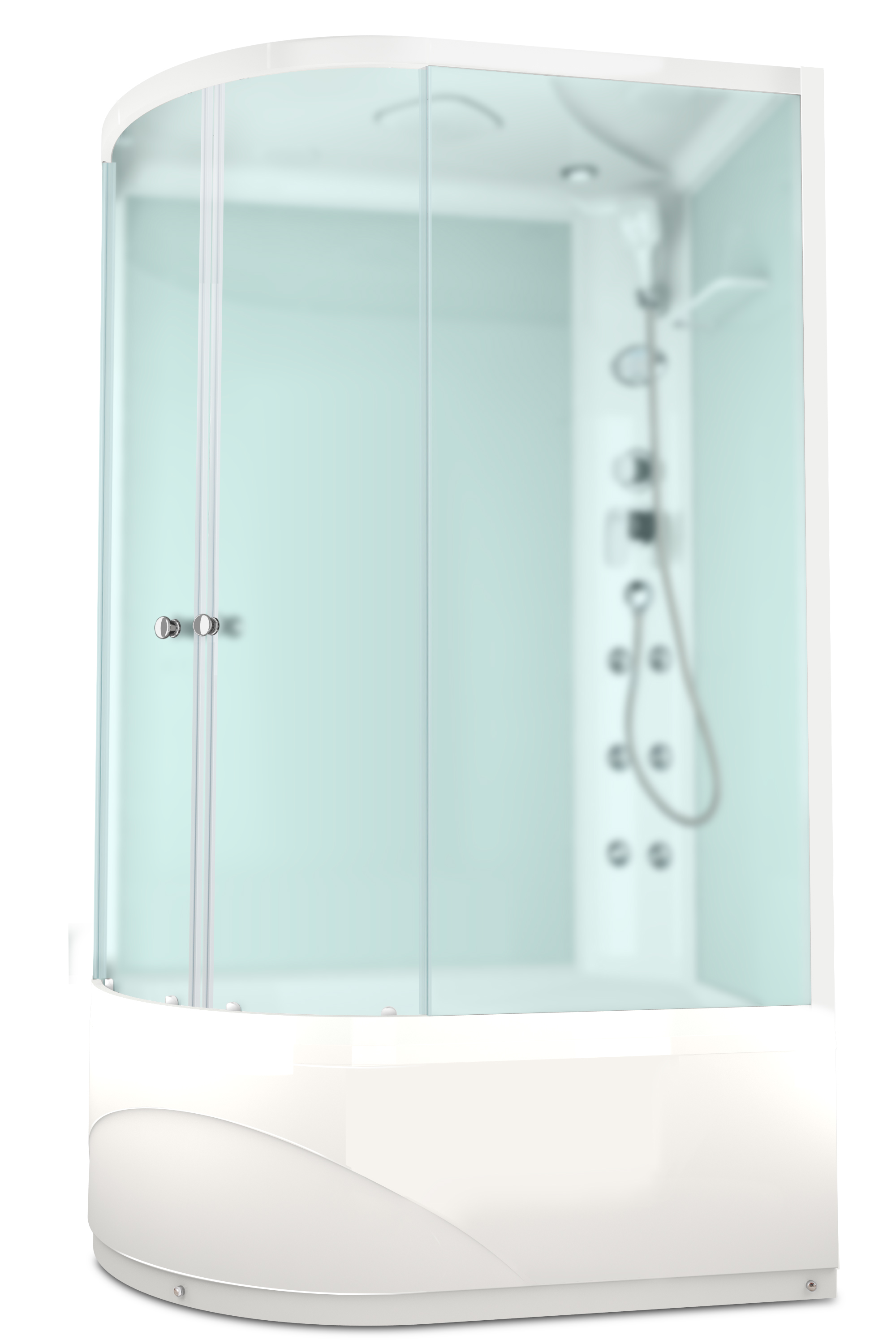 душевая кабина domani-spa delight 128 high 120x80 сатин матированное стекло / белые стенки с гидромассажем и электрикой (правая)