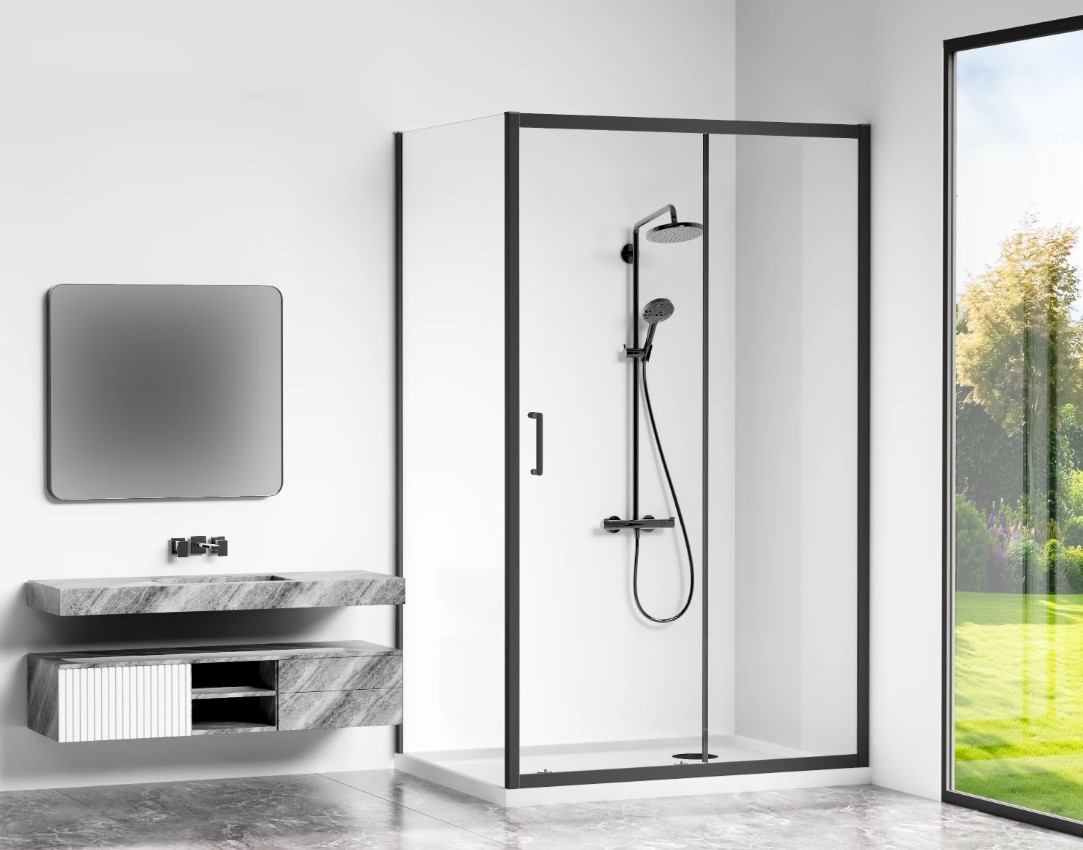 душевой уголок gooddoor cube wtw+sp 120x100 прозрачное стекло / профиль черный
