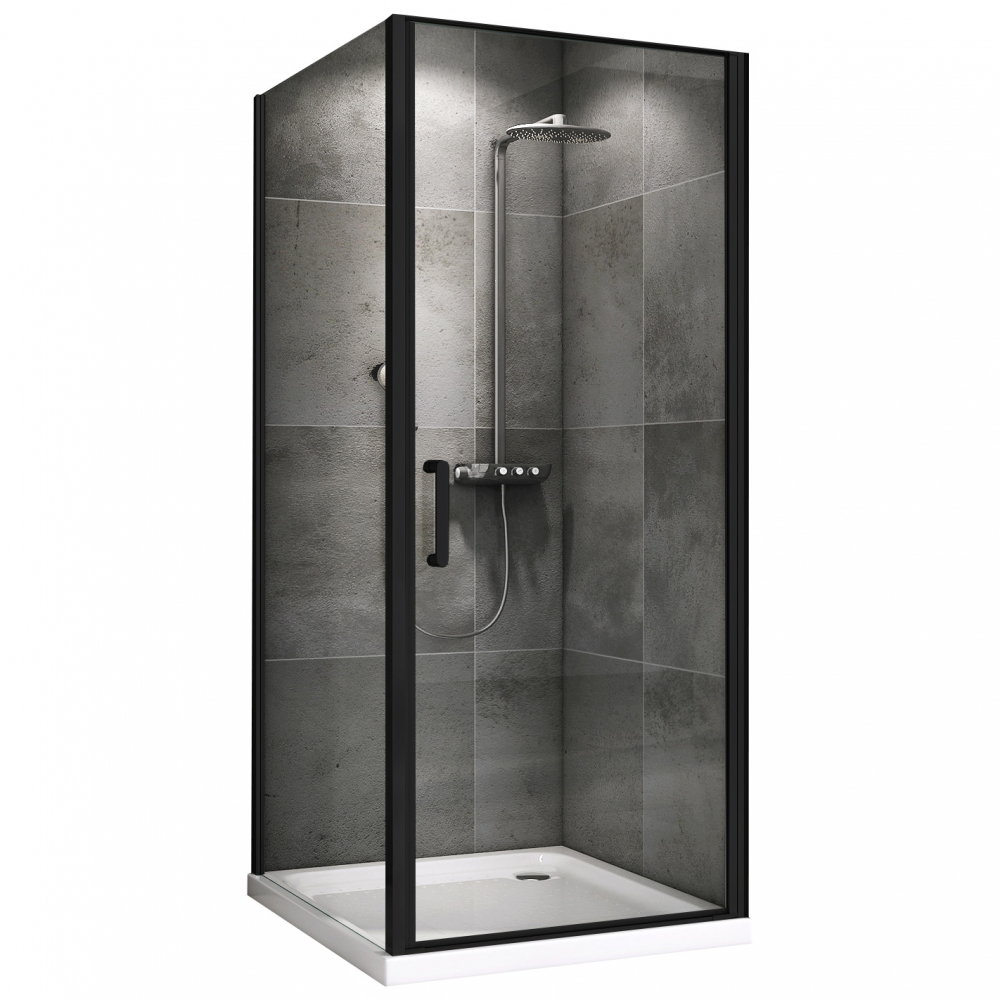 душевой уголок abber sonnenstrand ag04100b-s70b 100x70 стекла прозрачные, профиль черный