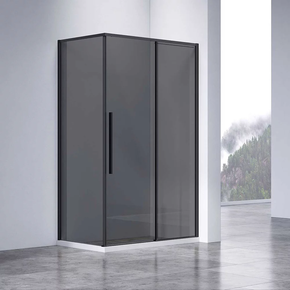 душевой уголок vincea slim-n vsr-4sn8014cgb 140x80 тонированное стекло / профиль черный матовый
