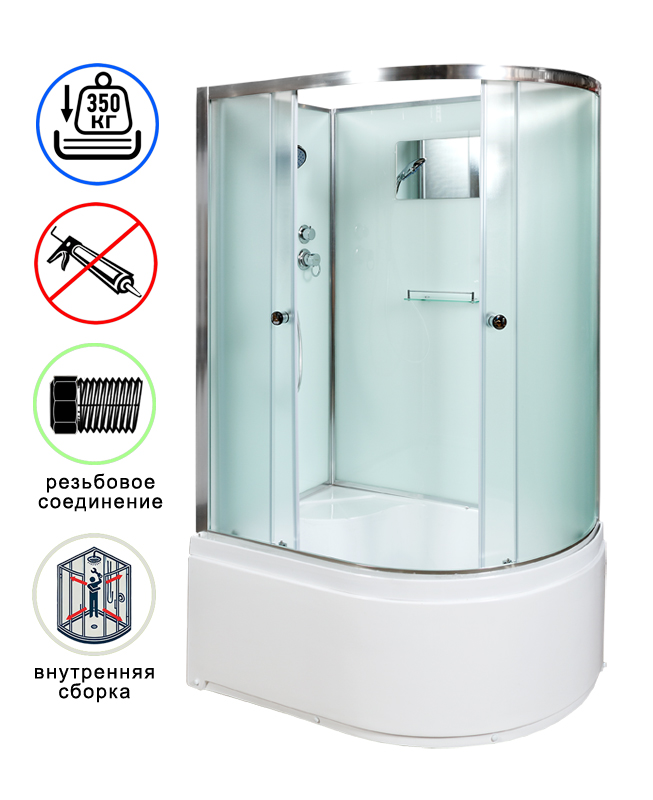 душевая кабина avacan d512l ava 120x90 без крыши, левая, стекла матовые, профиль хром