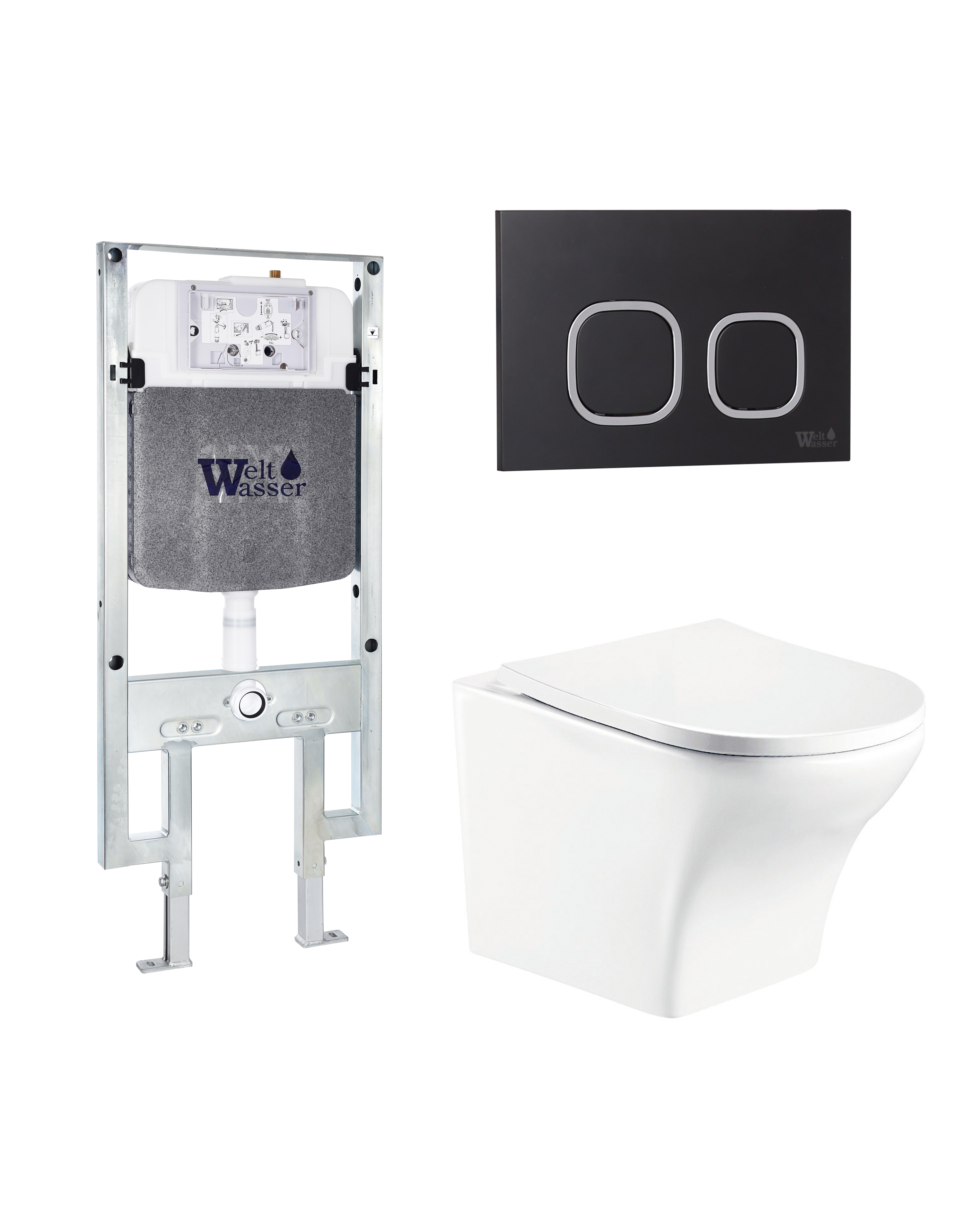 комплект welt-wasser amberg 497 st + odenbach 004 gl-wt + amberg rd-bl с черной клавишей