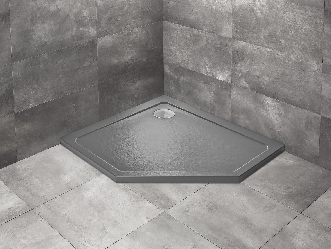душевой поддон radaway doros pt e 100x90 stone anthracite левый