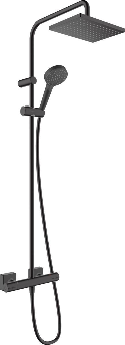 душевая система hansgrohe vernis shape showerpipe 230 1jet 26286670 с термостатом матовый черный