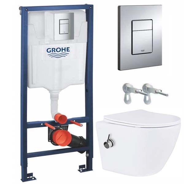 комплект инсталляции grohe rapid sl 38772001 (3 в 1) с клавишей смыва хром и подвесным унитазом amore di mare delio bidet p203-x