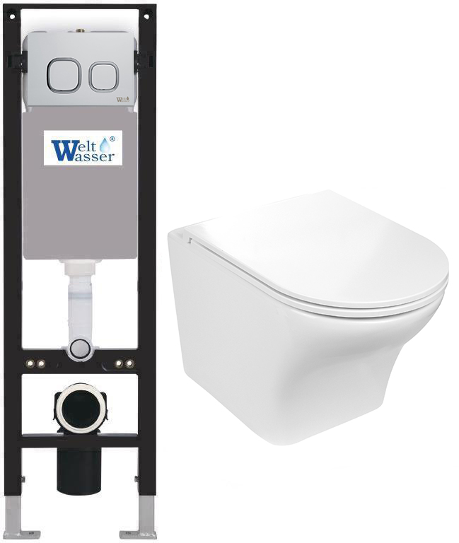 комплект инсталляция welt-wasser amberg 350 для унитаза odenbach 004 gl-wt с клавишей смыва amberg rd-wt, белый