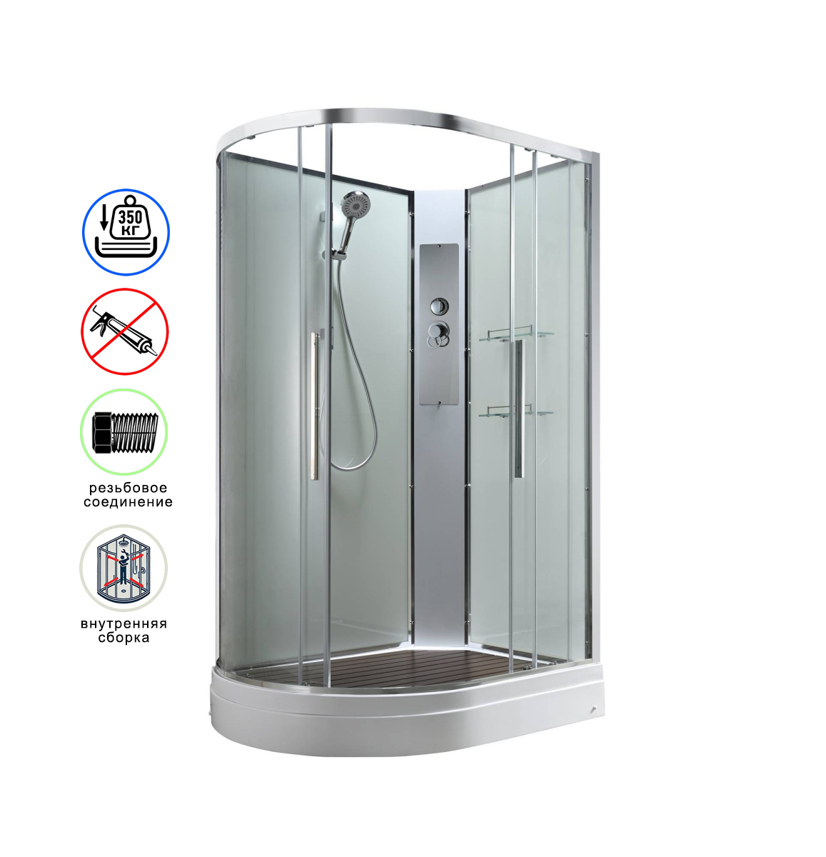 душевая кабина avacan em2912rnt ava 120x90 правая, без крыши, стекла прозрачные, профиль хром