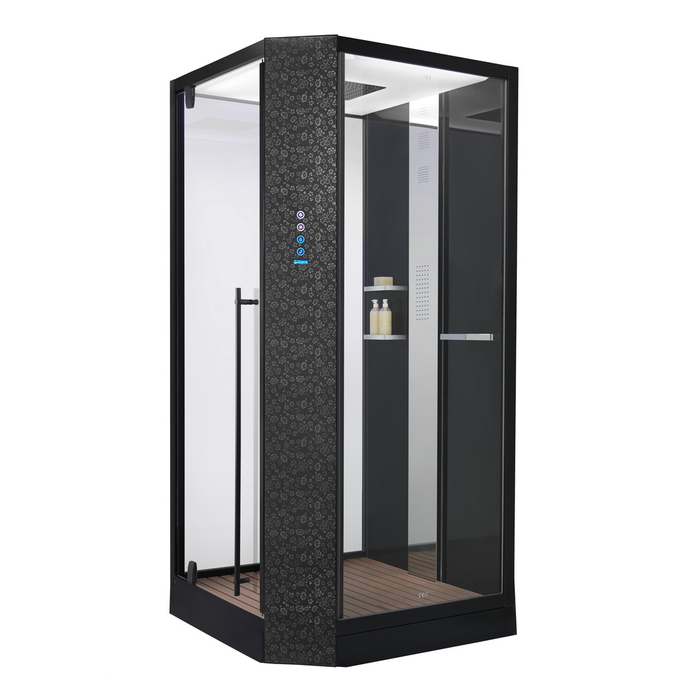 душевая кабина orans sr-89101ls black 100x100 черная (левая) с турецкой баней