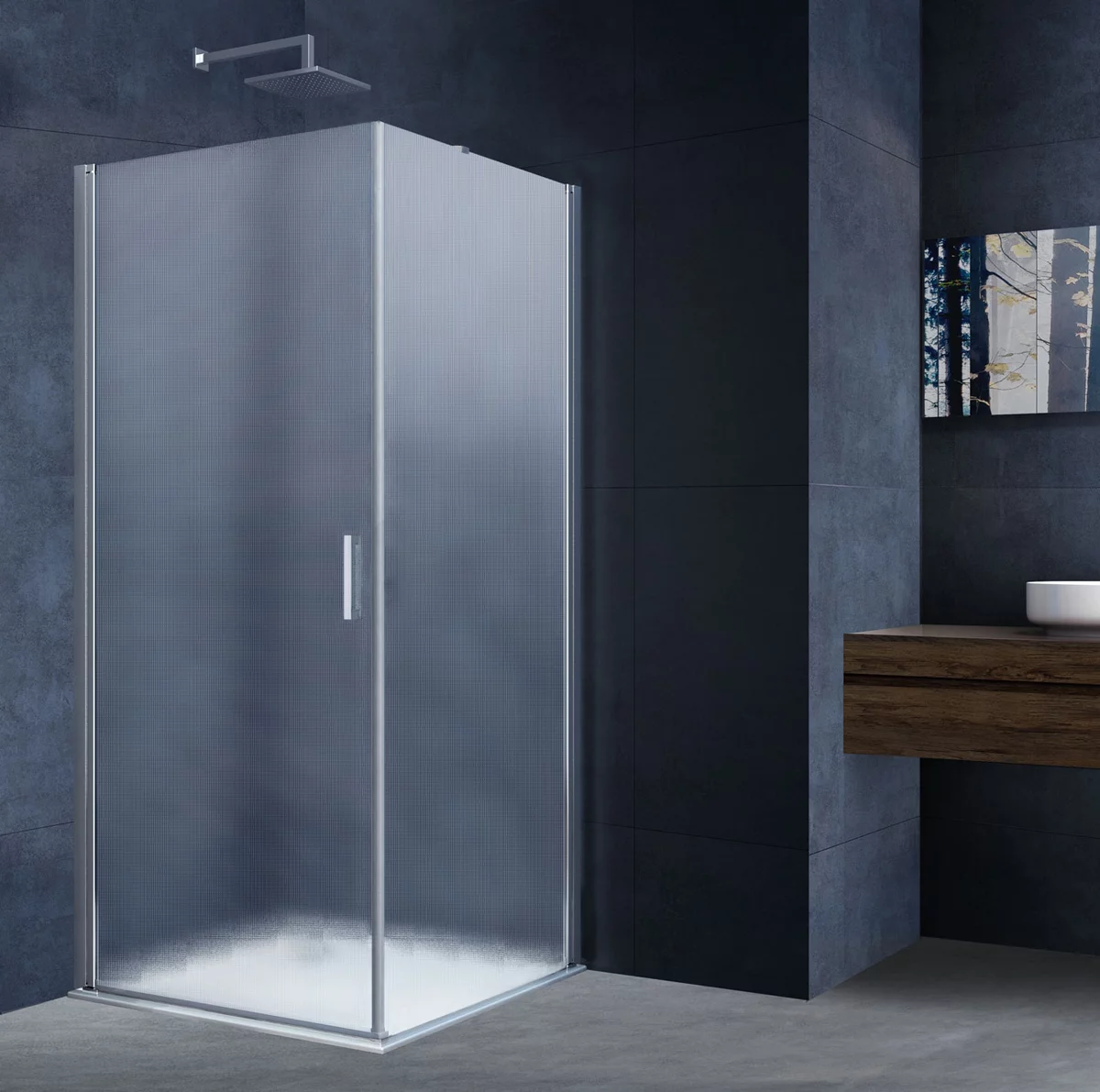 душевой уголок vincea alpha vsr-3alp9090mt 90x90 текстурное стекло / профиль хром